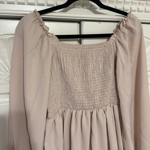 SHEIN Off Shoulder Puff Sleeve Mini Dress Pink Size L - Picture 2 of 3